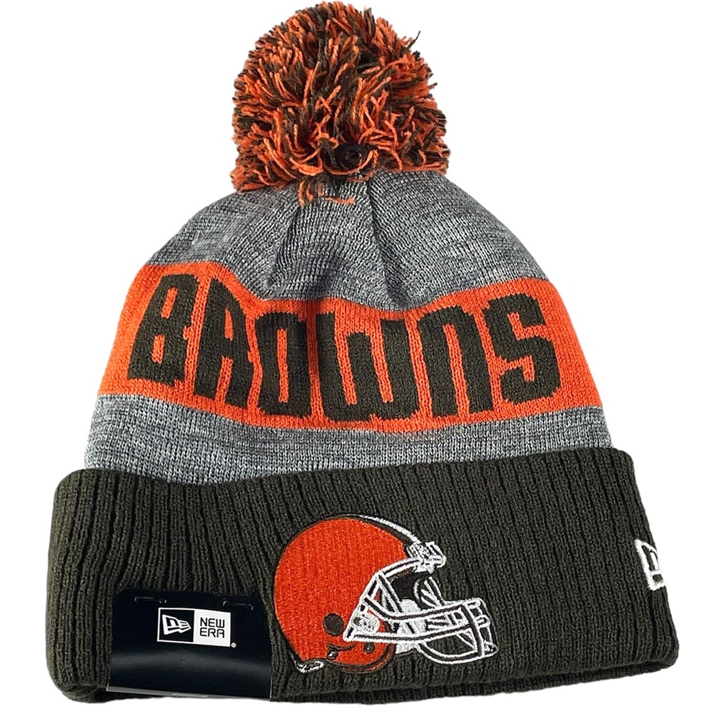 New Era NFL Cleveland Browns Pom Cuffed Beanie Winter Hat NWT